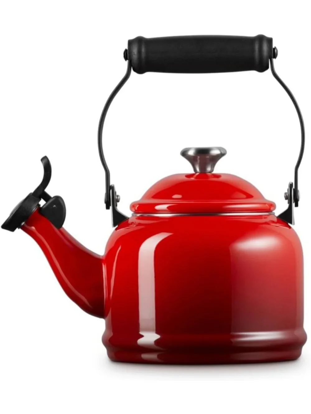 Cerise Red Enamel Steel Demi Teakettle 1.25QT Stainless steel Pot For Kitchen